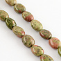 Natural Unakite Stone Bead Strands, Oval, 10~11x8~9x5~6mm, Hole: 1mm, about 40pcs/strand, 16.1 inch