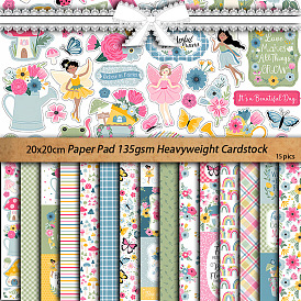 15 Sheets Fairy Tale Scrapbook Paper Pads, for DIY Album Scrapbook, Greeting Card, Background Paper