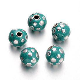 Handmade Indonesia Round Beads, 13x14x15mm, Hole: 2.5mm
