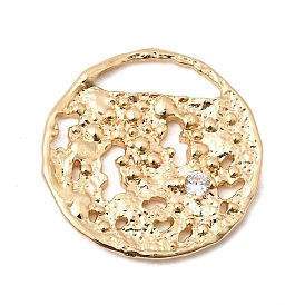 Подвески из латуни с прозрачным фианитом, текстурированный плоский круглый