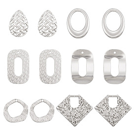 Набор для поиска поделок для изготовления ювелирных изделий, включая 12шт 6 стили 304 подвески и соединительные кольца из нержавеющей стали, каплевидное, овальное, бриллиантовое, прямоугольное и волнистое кольцо