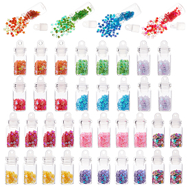 Nbeads 40Pcs 10 Colors Glass Wishing Bottle Pendant Decorations, with Star Sequin Charms, for DIY Jewelry Accessories