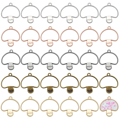 30 шт. 5 цвета сплава открытая задняя часть подвески безель, для diy уф смолы, эпоксидная смола, Прессованные цветочные украшения, грибное очарование