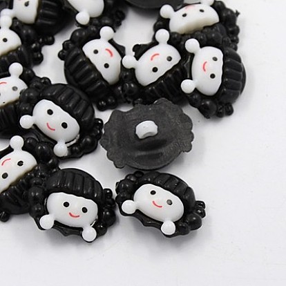 Акриловые пуговицы с хвостовиком, 1-луночное, окрашенные, кукла, 22x17x5 мм, отверстие : 2 мм