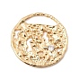 Подвески из латуни с прозрачным фианитом, текстурированный плоский круглый