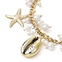 Shell Pearl & Starfish & Shell Charm Bracelets, with 304 Stainless Steel Chains