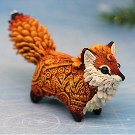 Resin Totem Fox Figurines, for Home Desktop Decoration