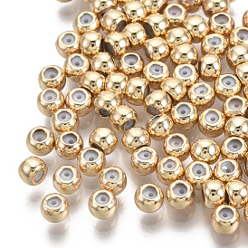 Brass Beads, with Rubber Inside, Slider Beads, Stopper Beads, Nickel Free, Round