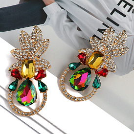 Exaggerated Metal Leaf Crystal Earrings for Elegant and Stylish Wedding Parties Jewelry
