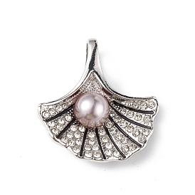 Pendentifs en alliage, avec perles en plastique ABS imitation perle, breloque en forme de coquillage, sans cadmium et sans plomb