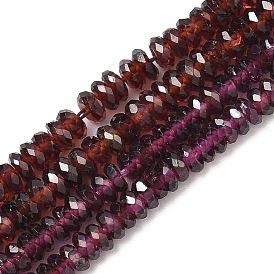 Гранат природный бисер нитей, граненые, рондель