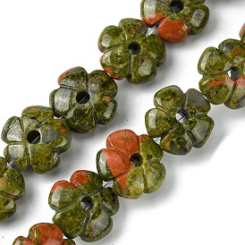 Natural Unakite Beads Strands, Flower