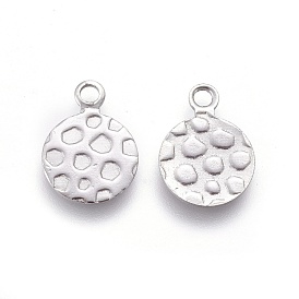 Ion Plating(IP) 304 Stainless Steel Pendants, Textured, Flat Round with Bumpy