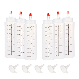 BENECREAT Plastic Squeeze Bottles, with Graduated Measurements and Lid, Mini Transparent Plastic Funnel Hopper