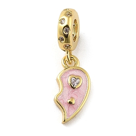 Rack Plating Brass Micro Pave Cubic Zirconia Pendant, with Enamel, Long-Lasting Plated, Lead Free & Cadmium Free, Heart