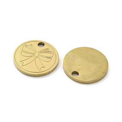 Ion Plating(IP) 316L Stainless Steel Pendants, Real 18K Gold Plated, Flat Round Charm