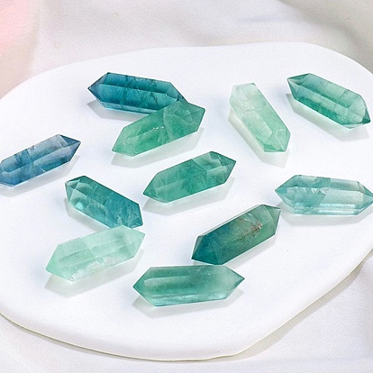 Double Point Tower Natural Gemstone Healing Stone Wands, for Reiki Chakra Meditation Therapy Decors, Hexagonal Prism