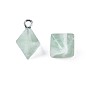 Natural Green Aventurine Pendants, with Platinum Plated Iron Loops, Faceted, Bicone