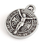 Сплавочные подвески тибетского стиля, без кадмия и без свинца, плоские круглые с святым Бенедиктом