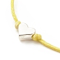 10Pcs 10 Color Alloy Heart Beaded Cord Bracelets Set, Adjustable Bracelets for Women