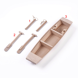 Unfinished Wooden Boat, with Oars, for DIY Hand Painting Crafts, Tabletop Ornament