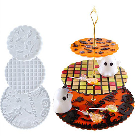 DIY Silicone Halloween Theme 3-Tier Cake Stand Molds, Resin Casting Molds, for UV Resin, Epoxy Resin Craft Making