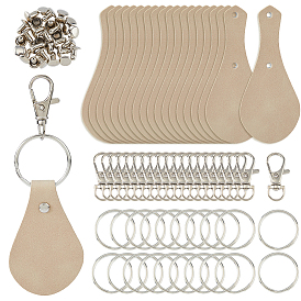 Набор для изготовления брелка своими руками, включая застежки-лобстеры из сплава с поворотным механизмом, железный сплит кольцо для ключей, кожаные этикетки для одежды