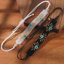 Браслеты из бисера и бусин из богемского стекла, плетеные браслеты из нейлонового шнура для женщин и мужчин, злые глаза