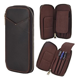 Estuche de piel con cremallera para bolígrafos, Rectángulo