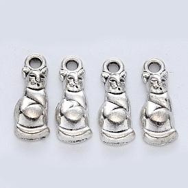 Tibetan Style Alloy Kitten Pendants, Cadmium Free & Nickel Free & Lead Free, Cat Shape
