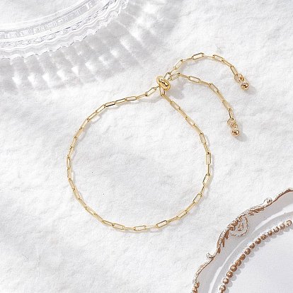 Регулируемые браслеты из латуни, браслеты-цепочки со скрепками для женщин, с пластиковым круглым брелоком ccb