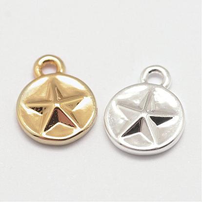 Латунные подвески пентакль, без кадмия, без никеля и без свинца, плоские круглые и звезда