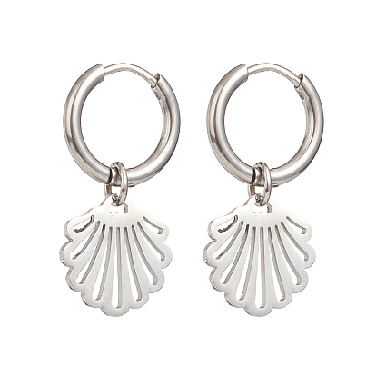304 Stainless Steel Dangle Hoop Earrings for Women, Mixed Shape