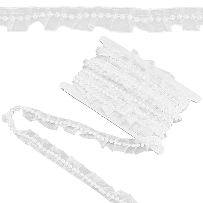 5 ярдов полиэфирной плиссированной ленты, отделочная лента из кружева, с пластиковой жемчужины, для пошива одежды из ткани аксессуары, с картой дисплея 1pc картона