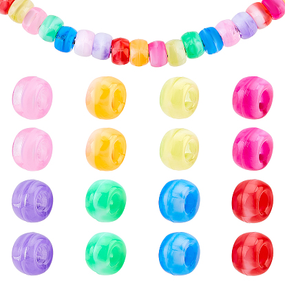 200Pcs 8 Colors Acrylic European Beads, Imitation Gemstone, Large Hole Beads, Rondelle