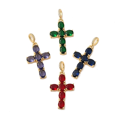 Стойка металлическая латунная микропрофилированная кубическая циркония подвески, без кадмия и без свинца, долговечный, реальный 18 k позолоченный, крестик