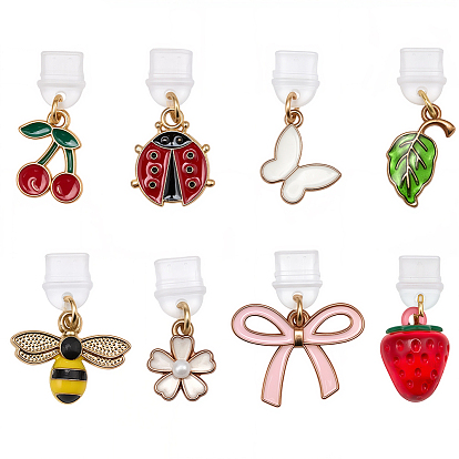 8шт пластиковые мобильные пылезащитные заглушки, со сплавом эмали и акриловыми подвесками, разнообразные