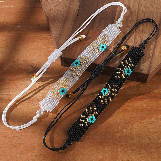 Браслеты из бисера и бусин из богемского стекла, плетеные браслеты из нейлонового шнура для женщин и мужчин, злые глаза