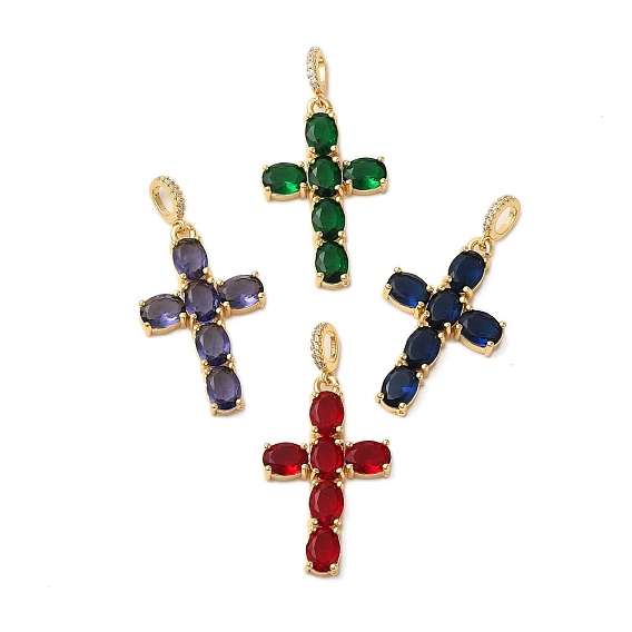 Стойка металлическая латунная микропрофилированная кубическая циркония подвески, без кадмия и без свинца, долговечный, реальный 18 k позолоченный, крестик