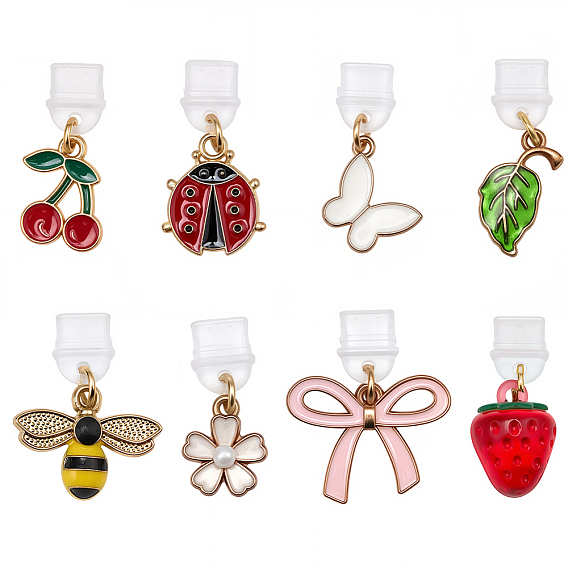 8шт пластиковые мобильные пылезащитные заглушки, со сплавом эмали и акриловыми подвесками, разнообразные