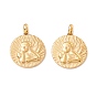 304 Stainless Steel Pendants, PVD Vacuum Plating, Long-Lasting Plated, Flat Eound with Angel Pattern