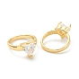Dual-use Items, Brass Micro Pave Clear Cubic Zirconia Finger Rings or Charms, Heart