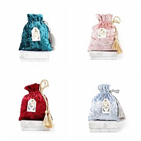 Velvet Storage Bags, Drawstring Pouches Packaging Bag with Plastic Pearl, Rectangle