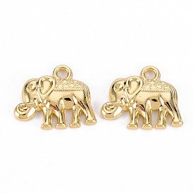 Rack Plating Alloy Pendants Rhinestone Settings, Cadmium Free & Lead Free, Elephant