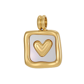 304 из нержавеющей стали подвески оболочки, квадрат с подвеской в виде сердца, ионное покрытие (ip), реальный 14 k позолоченный, долговечный