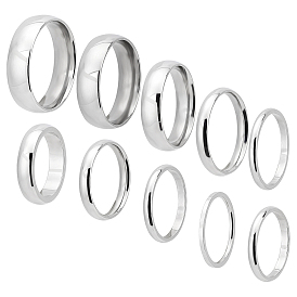 Unicraftale 10Pcs 10 Style 304 Stainless Steel Flat Plain Band Rings for Men Women