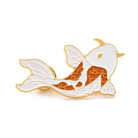 Cyprinoid Enamel Pin, Exquisite Animal Alloy Enamel Brooch for Backpack Clothes, Golden