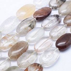 Naturelles lodolite quartz brins de perles, ovale