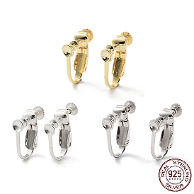 925 Sterling Silver Clip-on Earring Findings, Spiral Ear Clip, Screw Back Ear Components Non Pierced Earring Converter