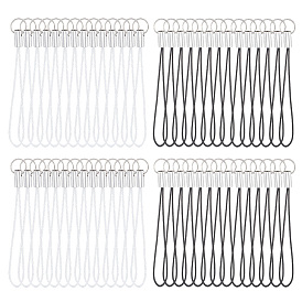 100Pcs 5 Colors Nylon Mobile Straps, with Iron Split Key Ring, Platinum